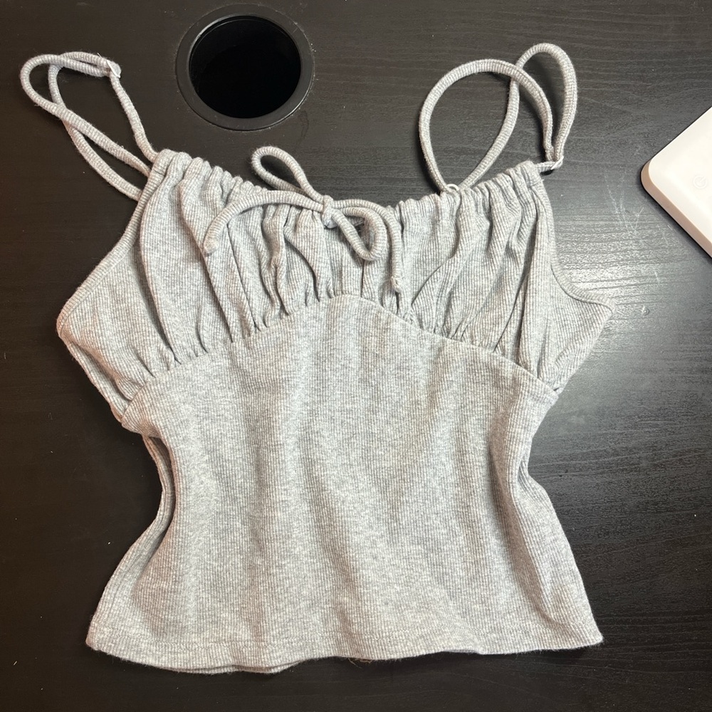 Forever 21 Light Gray Ruched Tie-Strap Cami
